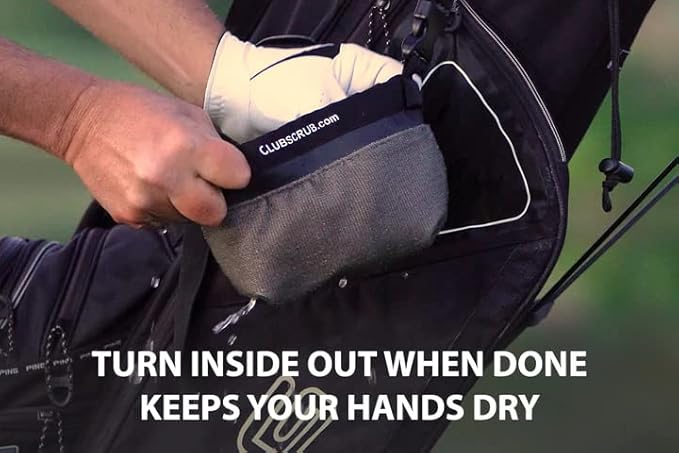 Club Scrub Golf Club and Golf Ball Cleaning Bag, Waterproof Clean Face Technology Liner, Detachable Clip, Machine Washable, Cleans Club Grooves, Dry Exterior (Neoprene or Microfiber Option Available)