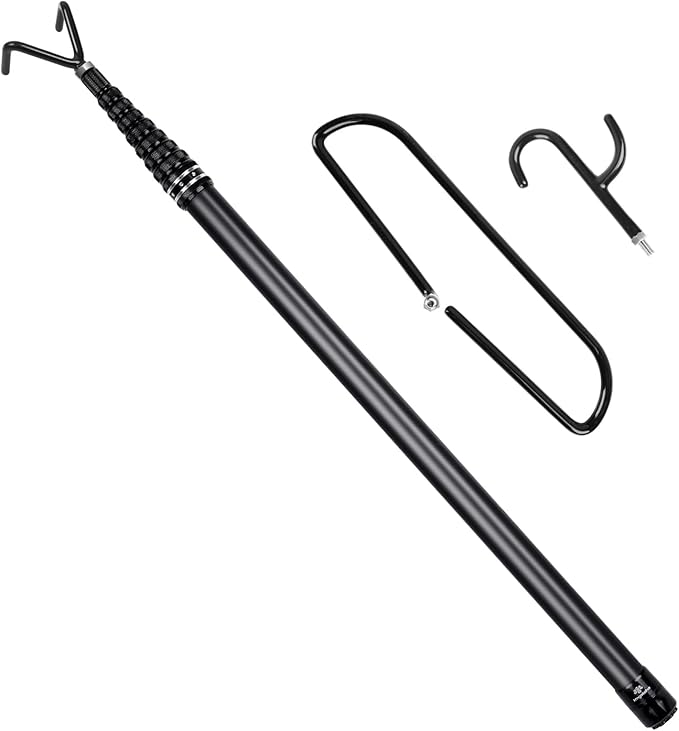 Carbon Fiber Disc Golf Retriever Pole Telescoping Disc Golf Retriever Telescopic Disc Golf Tool with Hook Retrieving Device for Outdoor Sports 13FT