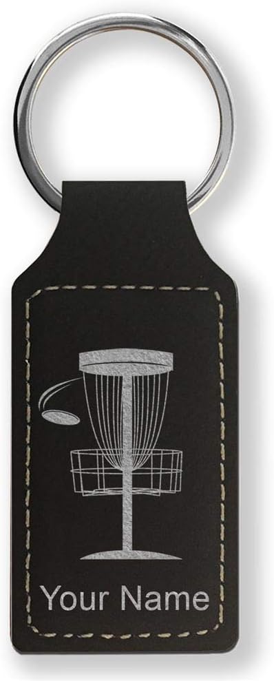 LaserGram Rectangle Keychain, Disc Golf, Personalized Engraving Included