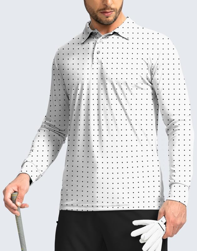Men's Polo Shirt Long Sleeve Golf Shirts Lightweight UPF 50+ Sun Protection Cool Shirts for Men Work Fishing Outdoor