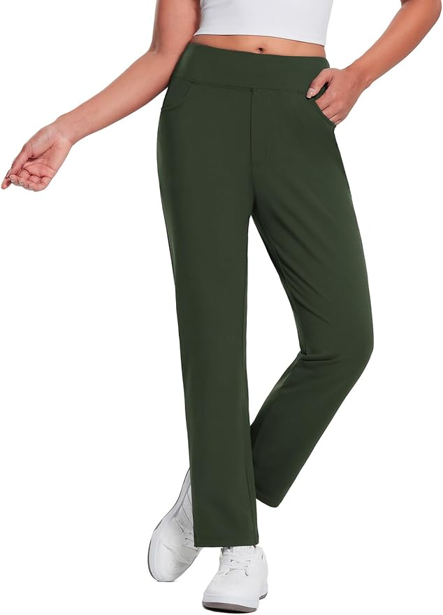 baleaf Women's Fleece Lined Pants Stretch Water Resistant Winter Thermal Travel Pants Cold Weather Gear Pockets Work Golf