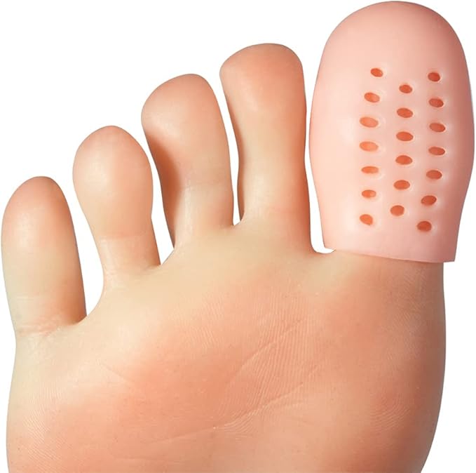 Big Toe Cap Support, Beige Breathable Toe Protector 10 Pack Toe Cover Sleeves with Holes, Provides Relief from Missing or Ingrown Toenails, Corns, Blisters, Hammer Toes, Reduce Friction (Beige)