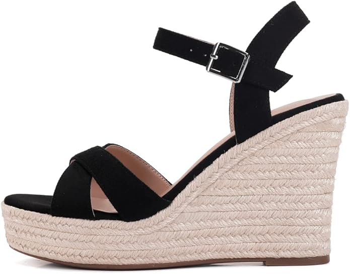 VICKI·VICKI Wedges for Women Platform Sandals Wedge Heels for Sandals Comfortable Summer Espadrille Shoes Ankle Strap&Open Toe