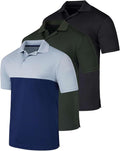 Real Essentials 3 Pack: Men's Quick-Dry Short Sleeve Athletic Performance Polo Shirt (Available in Big & Tall)