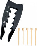Zinc Alloy Golf Tee Height Setter - 5 Adjustable Settings 3-in-1 Divot Repair Fork & Groove Cleaner + 5 Golf Tees for Stable Consistent Swings