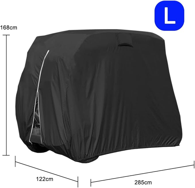 Golf Cart Cover, Samlomi 420d Golf Cart Covers 4 Passenger Fits Ezgo, Club Car, Yamaha, Waterproof Windproof Sunproof Outdoor All-Weather Polyester Full Cover with 3 Pcs Golf Club Brush
