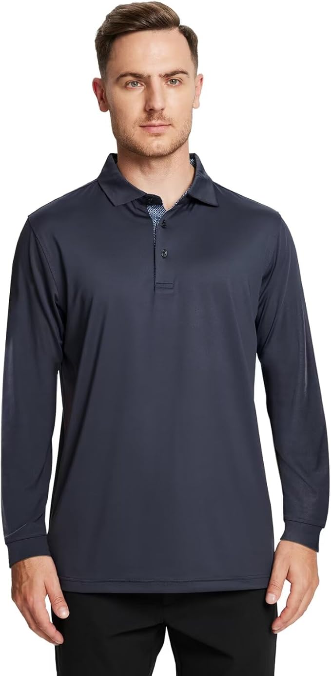 Mens Polo Shirts Short and Long Sleeve Casual Solid Stylish Dry Fit Performance Designed Collared Golf Polo Shirts for Men