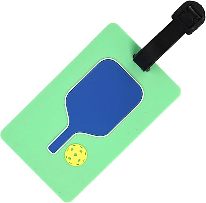 Pickleball Bag Tag – Pickleball Paddle Shape, Flexible & Waterproof Silicone Luggage Tag, Secure Strap for Bag Identification, Great Pickleball Gift for Players & Enthusiasts