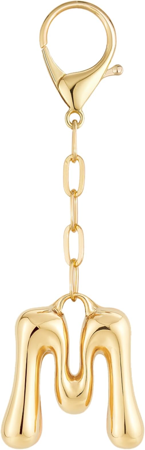 Initial Bag Charms, Bubble Letter Charm for Handbags, Cute Keychain with Letter, Initial Bag Charms for Women