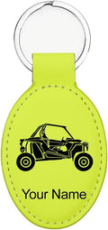 LaserGram Oval Keychain, Off Road Racer, Personalized Engraving Included (Neon Green)