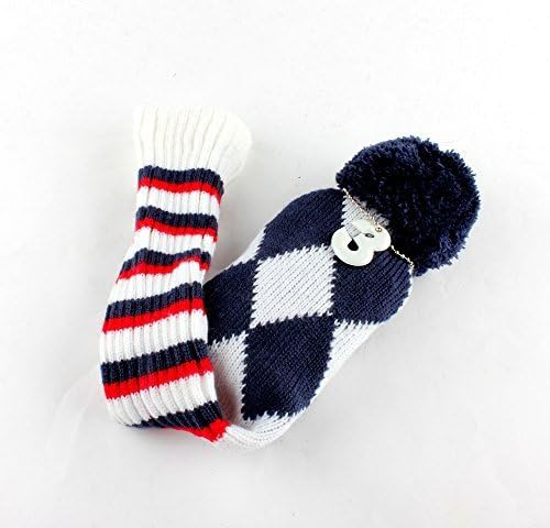 Craftsman Golf Knit Pom Pom 3pcs Headcover Set Vintange Sock Covers for Driver and Woods