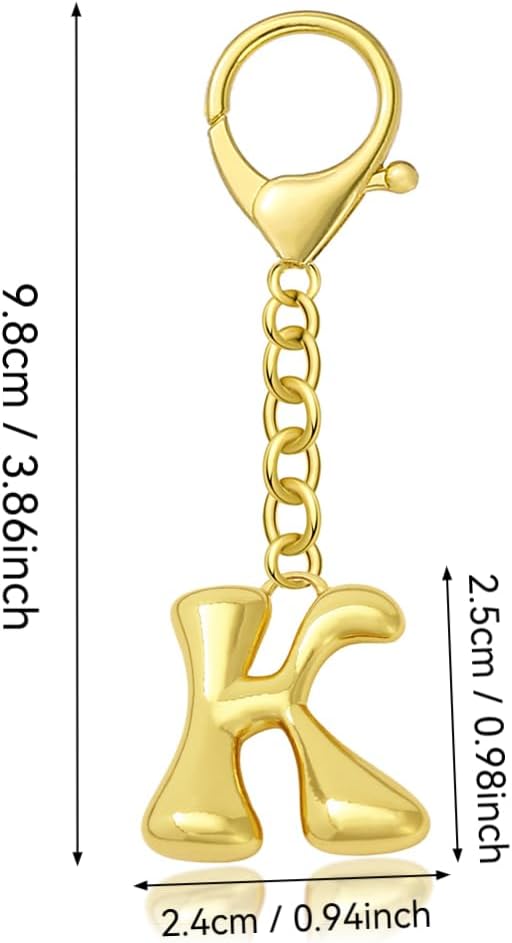 Bubble Gold Letter Bag Charms for Women, Cute Initial Keychain for Handbags, Purse Charms Birthday Christmas Gifts