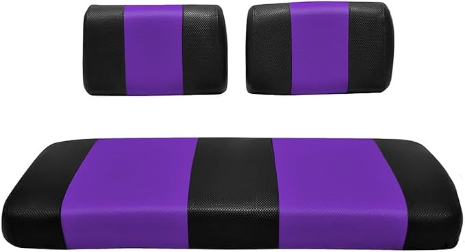Seat Cover Replacement for Yamaha G-2/G-9 Golf Cart - Front Bench Seat - Premium Marine Vinyl -5 Panel Stitching - Staple On Installation - Two-Tone Golf Cart Seat Covers (Black & Purple)