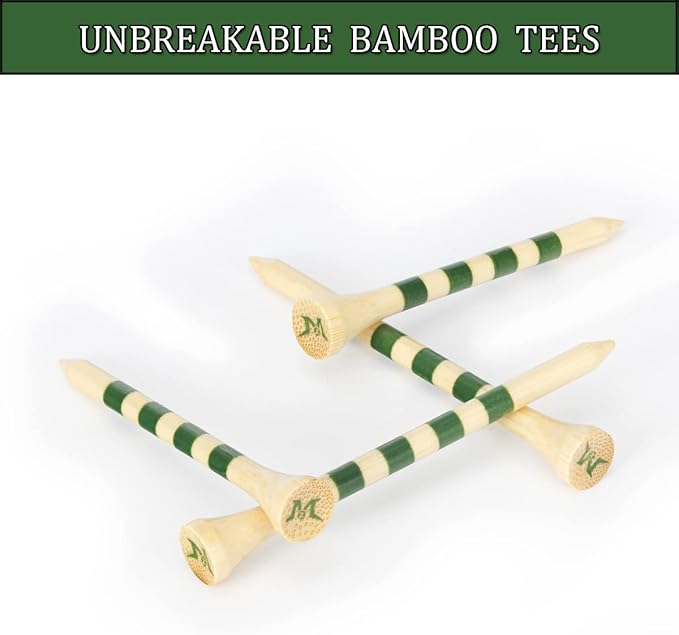 MAZEL Natural Wood/Bamboo Golf Tees 2 3/4 Inch & 3 1/4 Inch,Pack 50 or 120,Reduce Friction & Side Spin,More Stable Golf Tees