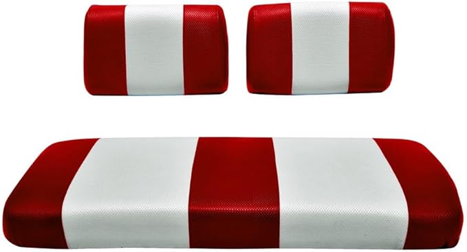 Seat Cover Replacement for Yamaha G-16/G-22 Golf Cart - Front Bench Seat - Premium Marine Vinyl - 5 Panel Stitching - Staple On Installation - Two-Tone Golf Cart Seat Covers (Red & White)