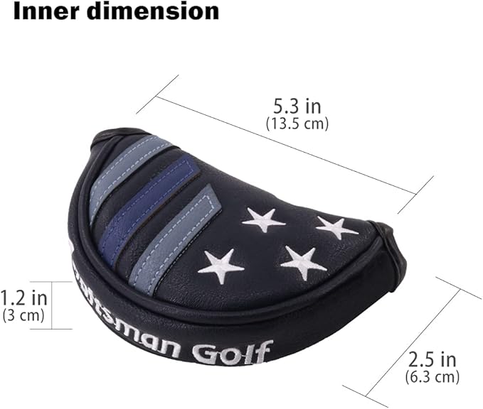 Craftsman Golf Blue Strips Stars Mallet Mid-Mallet Blade Putter Head Cover Headcover Magnetic Closure Alignment Stick Case Holder