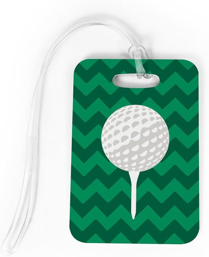 ChalkTalkSPORTS Golf Luggage & Bag Tag | Golf Ball and Tee | Custom Info on Back | Medium | Green