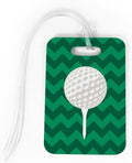 ChalkTalkSPORTS Golf Luggage & Bag Tag | Golf Ball and Tee | Custom Info on Back | Medium | Green