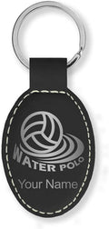 LaserGram Oval Keychain, Water Polo, Personalized Engraving Included