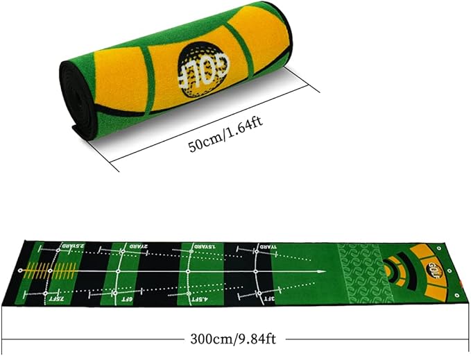 Golf Putting Green Mat 10 ft X 20 in Training Aid Mat, Multi Distance Mark Practice Putting mats,Anti-Slip Backing Golf Putting mat for Indoor/Outdoor Hitting Mat for Golf Enthusiast