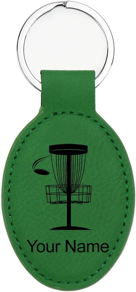 LaserGram Oval Keychain, Disc Golf, Personalized Engraving Included