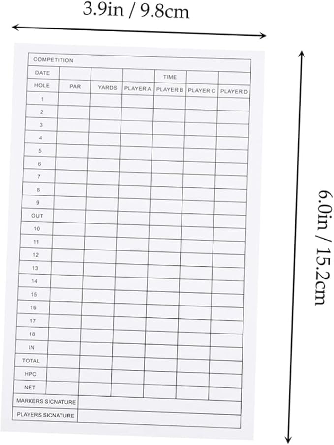 Golf Score Cards Portable Coated Double-Sided Score Sheets for Easy Golf Tracking Essential Course Accessory