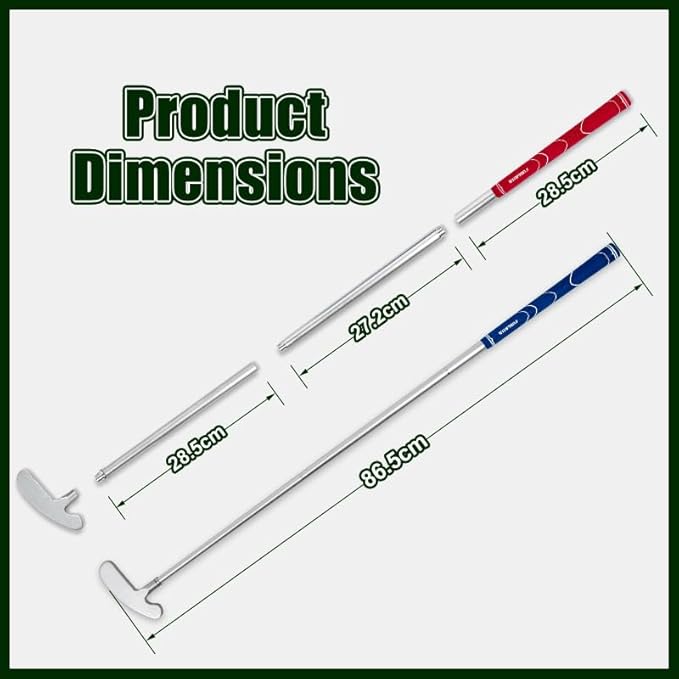 FUNGREEN Golf 2PCS/Pack Two-Way Putter Club for Right or Left Handed Golfers Foldable Alloy Rod Head Adults Golf Putter - 34" Length
