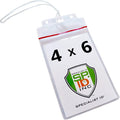 5 Pack - Extra Large Luggage Tags - Clear 4x6 Heavy Duty Cruise Ship I'd Tag/Golf Bag Travel Document Holder w/ 9" Plastic Loop - Waterproof Immunization Card Zip Pouch for Backpack by Specialist ID