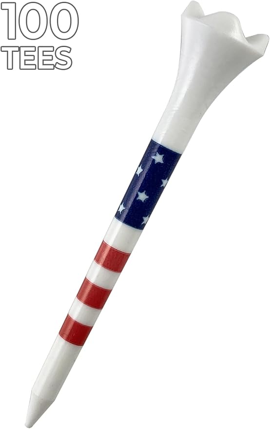 Pride Golf Tee Performance Plastic Golf Tees - Stars and Stripes - 2-3/4" 100 Count - Designed for Less Friction and Longer Drives - Made in the USA