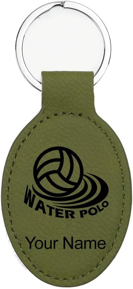 LaserGram Oval Keychain, Water Polo, Personalized Engraving Included