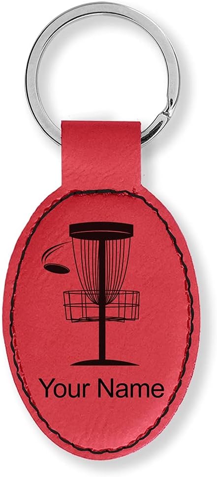 LaserGram Oval Keychain, Disc Golf, Personalized Engraving Included