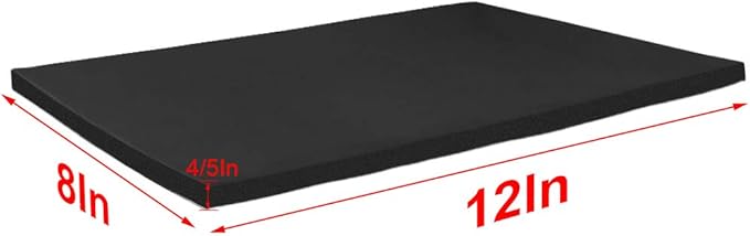 Foam Sheets with Adhesive Backing Foam Padding Neoprene Rubber Mat Closed Cell Sheet Anti-Slip Insulation Rubber Anti Vibration Square Pad (12" x 8" x 4/5", 4 Pcs)