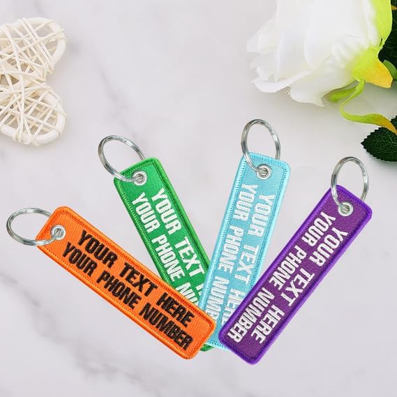 silkmilk Personalized Keychains, Customized Embroidered Key Tags, Luggage Tags, Key Ring Accessories, Gifts for Men & Women