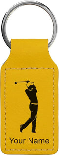 LaserGram Rectangle Keychain, Golfer Golfing, Personalized Engraving Included