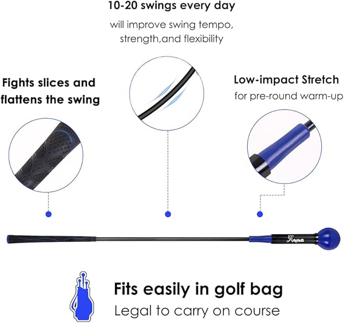 Golf Swing Trainer Aid 48"/40" Warm-Up Stick for Strength Flexibility Tempo Training Golf Practice Aid with Weighted Head Swing Corrector for Men Women