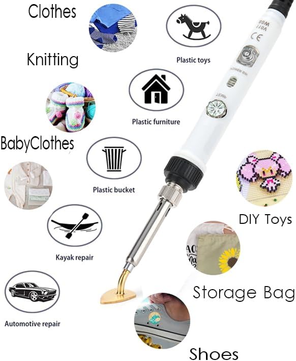 Arokimi Mini Iron, 80W Small Iron for Crafts Patches Shoes Hats, Adjustable Temperature, Easy to Use, with Replaceable Iron Tips (White)