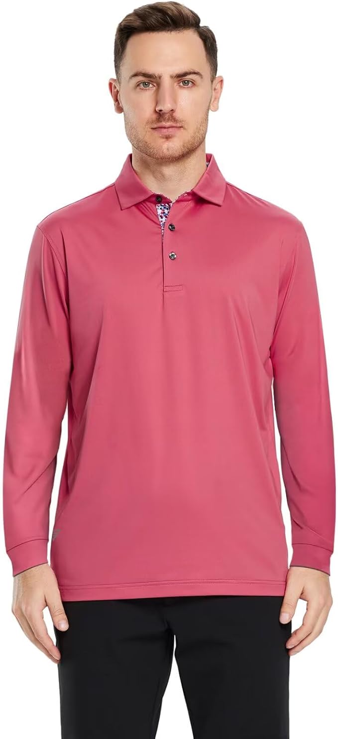 Mens Polo Shirts Short and Long Sleeve Casual Solid Stylish Dry Fit Performance Designed Collared Golf Polo Shirts for Men