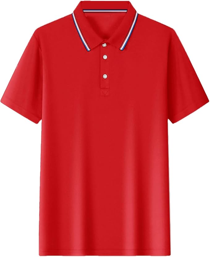 Polo Shirts for Men Dressy Casual Button Collared Golf T Shirt Classic Solid Color Business Summer Blouses