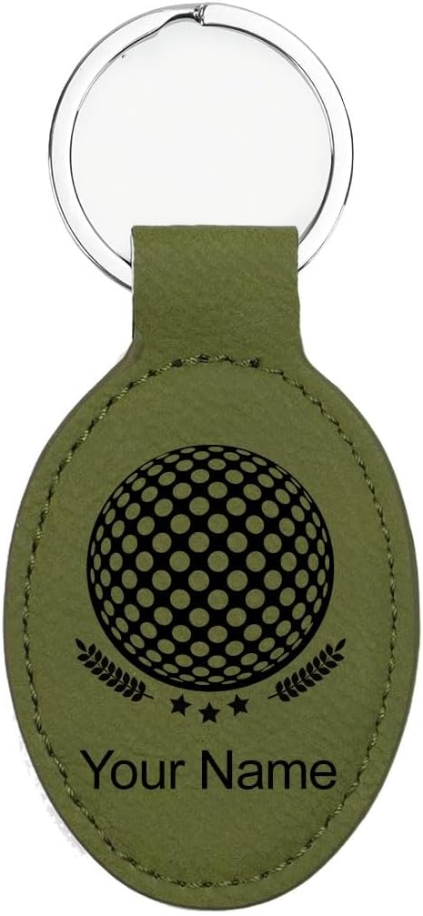 LaserGram Oval Keychain, Golf Ball, Personalized Engraving Included (Camo Green)