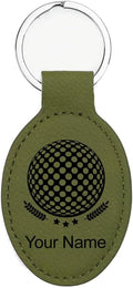 LaserGram Oval Keychain, Golf Ball, Personalized Engraving Included (Camo Green)