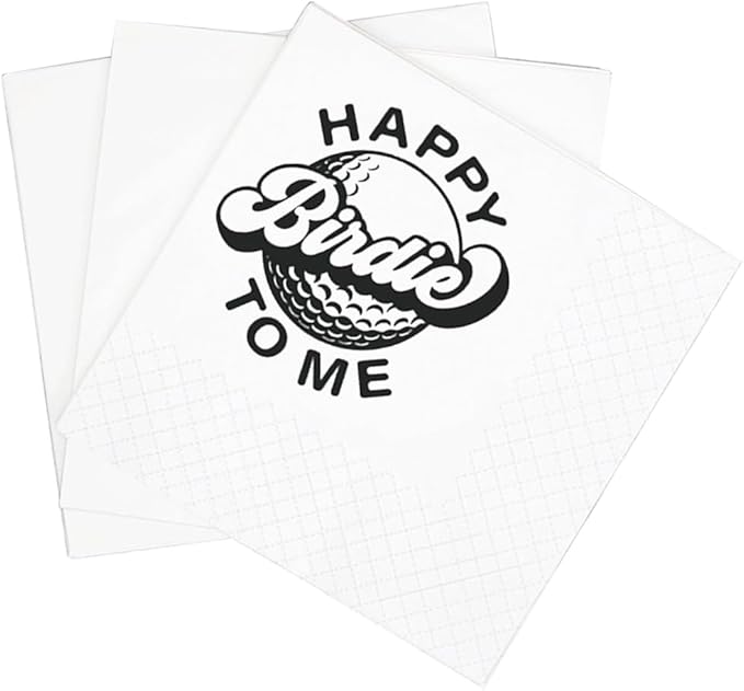 SharkBliss Funny Sarcastic Golf Quotes Cocktail Napkins, 100 Pack Happy Birdie To Me Disposable Paper Cocktail Napkins For Retirement Birthday Bachelor Party 2-Ply, 5x5" (Happy Birdie To Me)