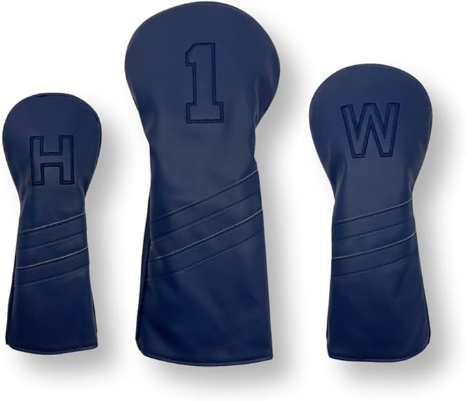 Vintage Golf Club Head Covers – 3 Pack Set – Premium Classic PU Leather – Fits Drivers, Fairway Woods, Hybrids – Durable, Stylish Protection