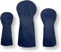 Vintage Golf Club Head Covers – 3 Pack Set – Premium Classic PU Leather – Fits Drivers, Fairway Woods, Hybrids – Durable, Stylish Protection