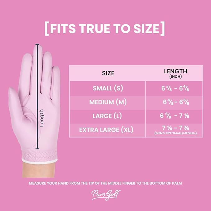 PUR3 Womens Golf Glove Left Hand and Right Hand - 2 Pack Ladies Golf Gloves - Ultra Soft Cabretta Leather