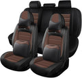 Leather Car Seat Covers for Volkswagen Golf SportWagen 2015-2019,Waterproof Soft Seat Covers,Interior Accessories Seat Covers Protector Airbag Compatible(5pcs Black&Coffee Luxury)