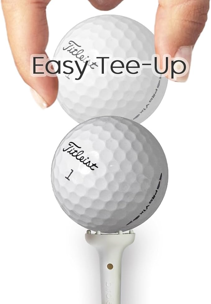 Big Easy White Golf Tee Set – 3.25" Tees with Height Adjust, 6-Prong Low-Friction Head, Silicone Stopper – (12pcs Golf Tees and 12pcs Stopper / 1pack)