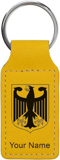 LaserGram Rectangle Keychain, Coat of Arms Germany, Personalized Engraving Included (Yellow)