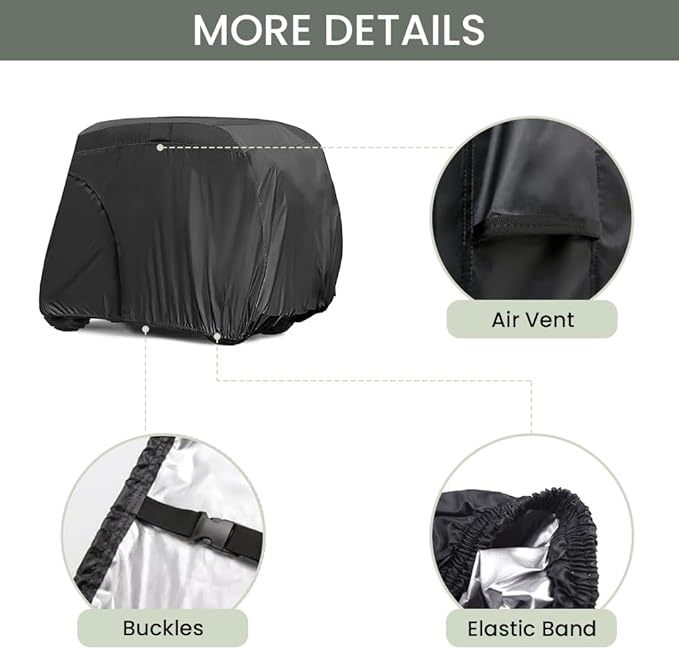 Golf Cart Cover 2/4/6 Passenger, Waterproof Golf Cart Rain Covers, Heavy-Duty All Weather Protection Cover for EZ GO Yamaha Club Car Enclosure Accessories
