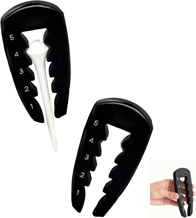 2 Pcs Adjustable Golf Tee Height Setter Tool with 5 Level Indicator, Precision Training Aid for Consistent and Shots, Golf Practice Accessories for Driving Range & Outdoor Use