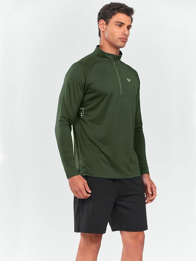 NORTHYARD Quarter Zip Pullover Men Running Shirt Long Sleeve Moisture Wicking Quick Dry Athletic Workout Shirts